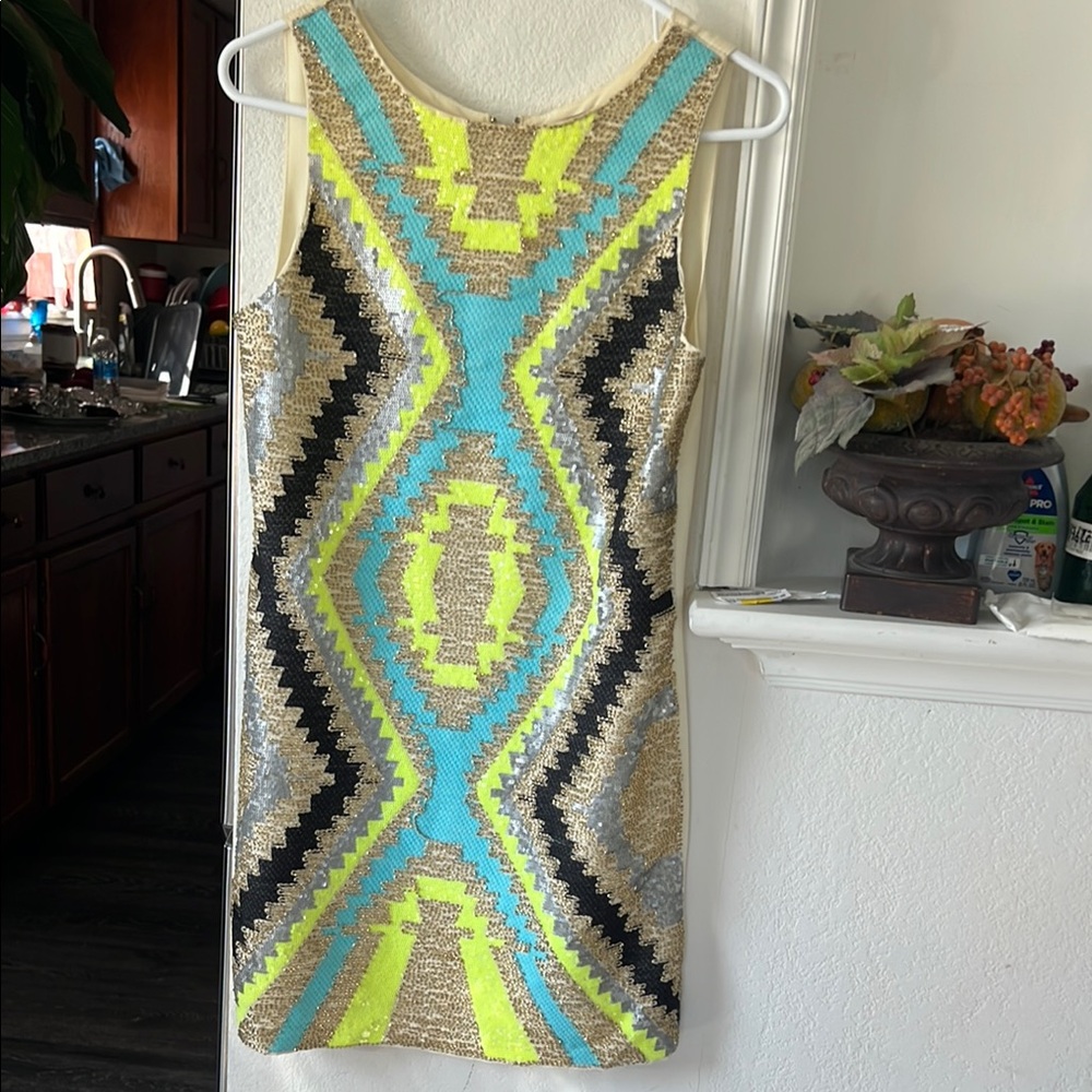 Multicolor Geometric Pattern Dress - Picture 2 of 4